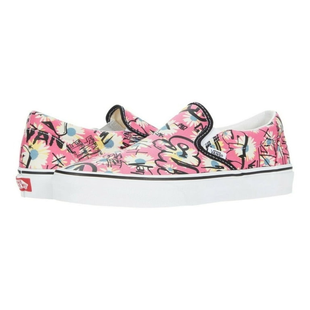 Vans slip on unisex floral graffiti shoes